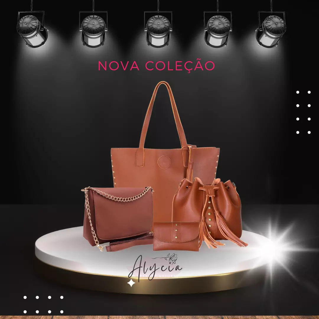 (PROMOÇÃO DE LANÇAMENTO) Kit Bolsa 4 peças ALYCIA - NOVA COLEÇÃO