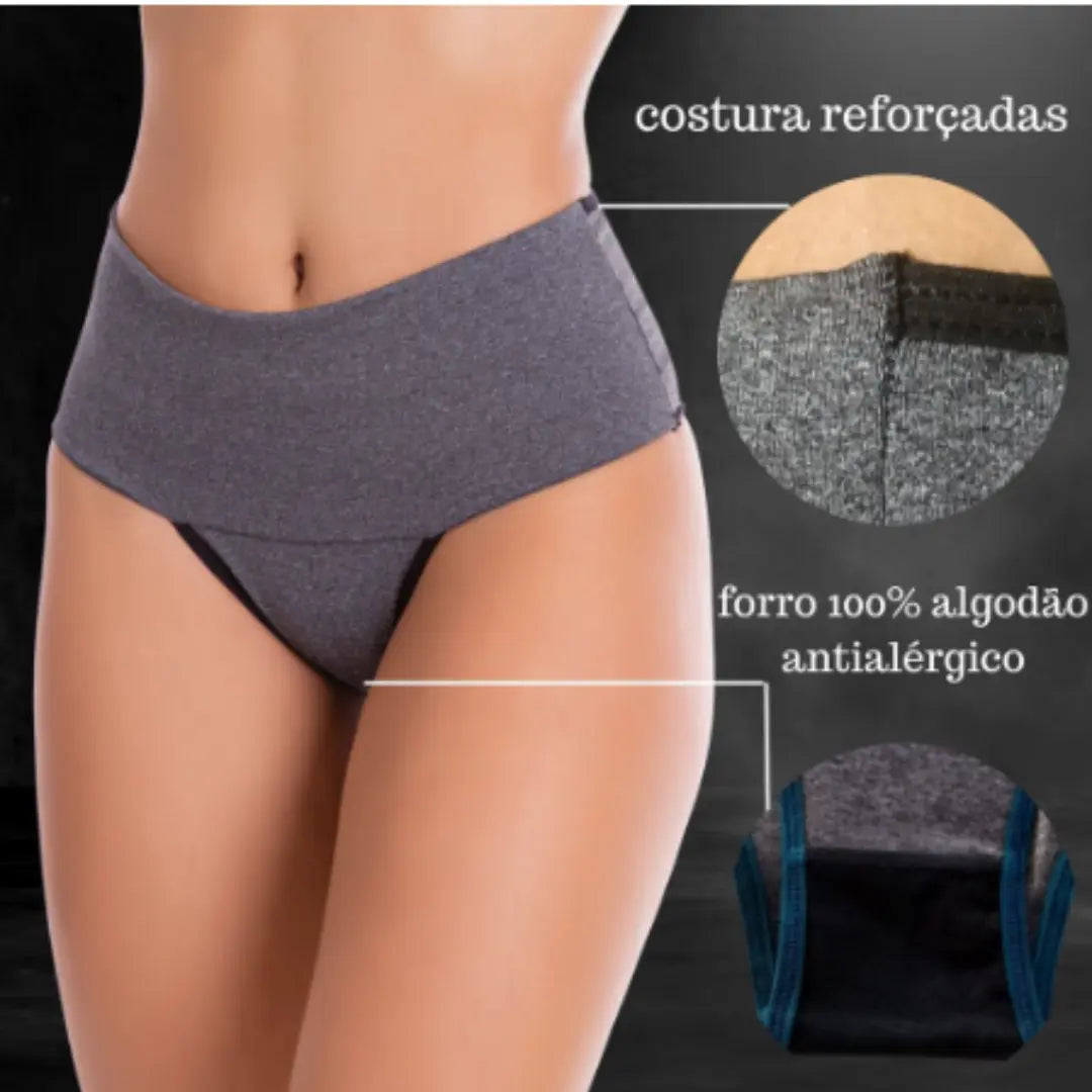 KIT Calcinhas Cintura Alta - POWER FIT ALYCIA - Reduz medidas e esconde gordurinhas