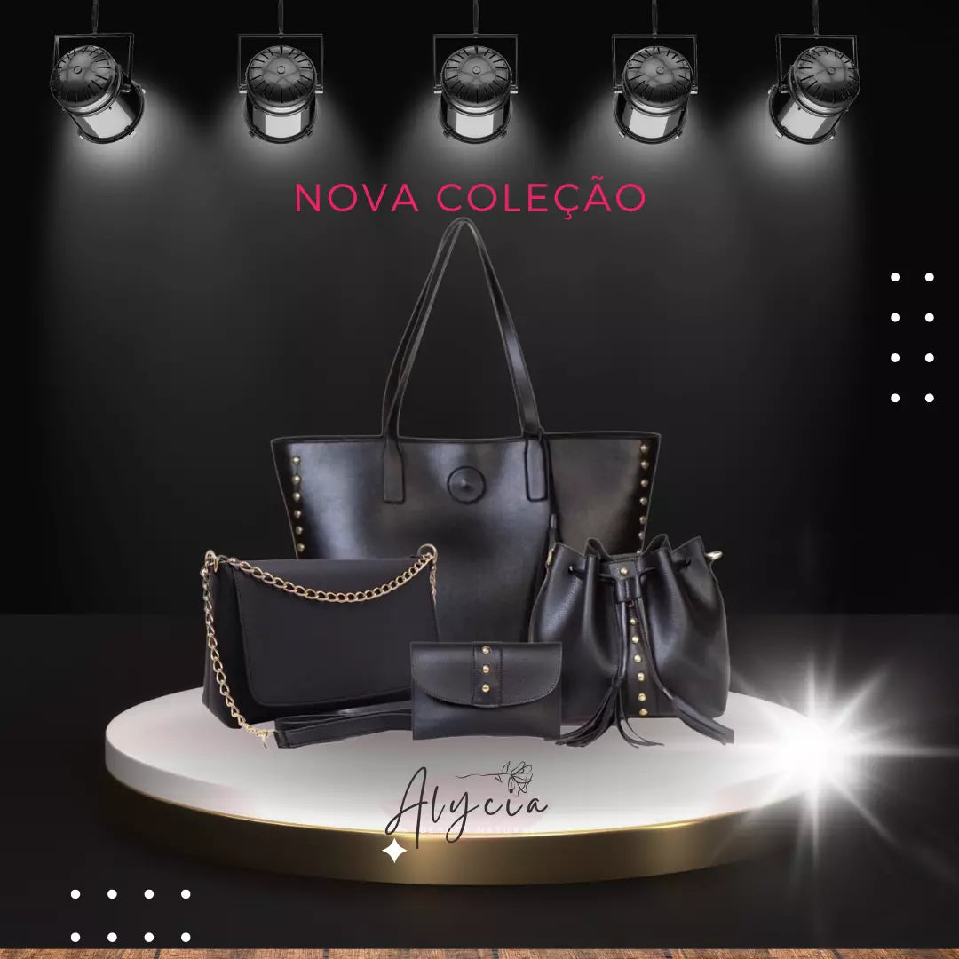 (PROMOÇÃO DE LANÇAMENTO) Kit Bolsa 4 peças ALYCIA - NOVA COLEÇÃO